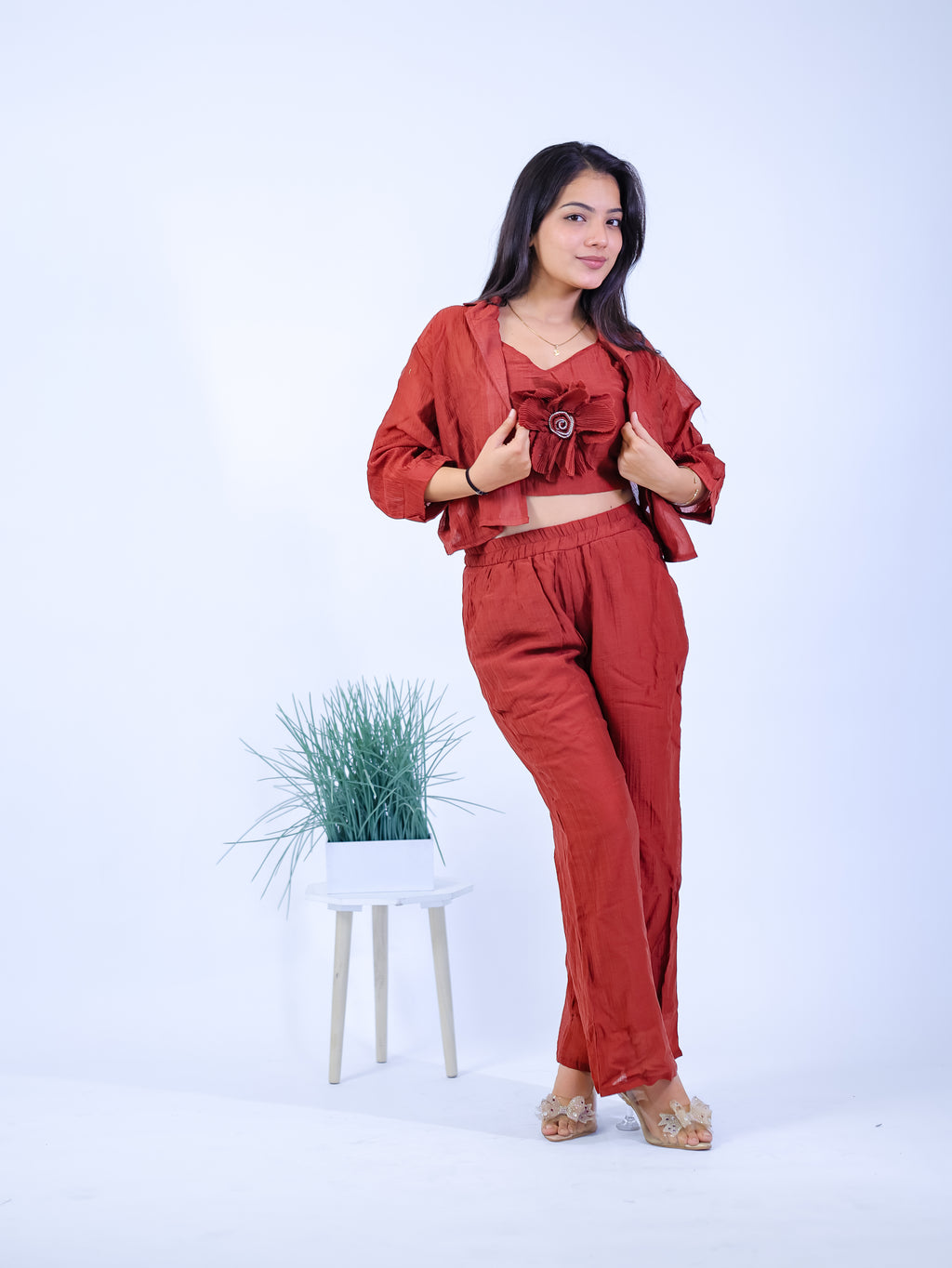 Rust Bloom Three-Piece Co-Ord Set