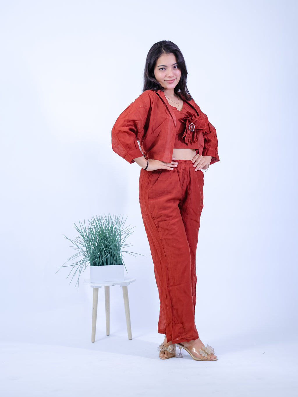 Rust Bloom Three-Piece Co-Ord Set