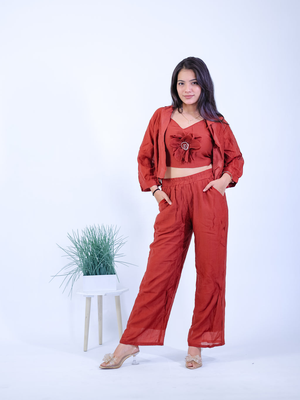 Rust Bloom Three-Piece Co-Ord Set