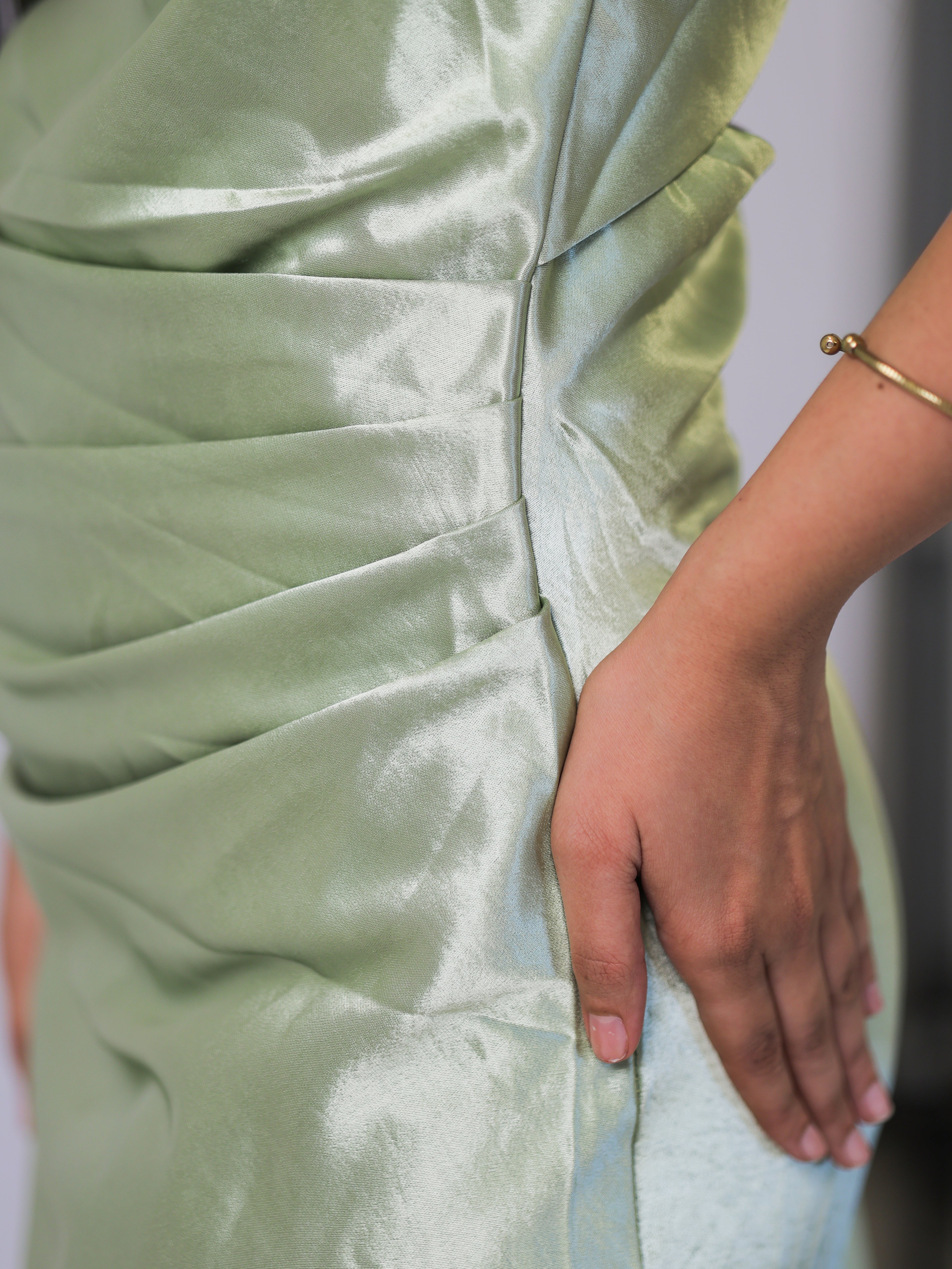 Sage Satin Slip Dress