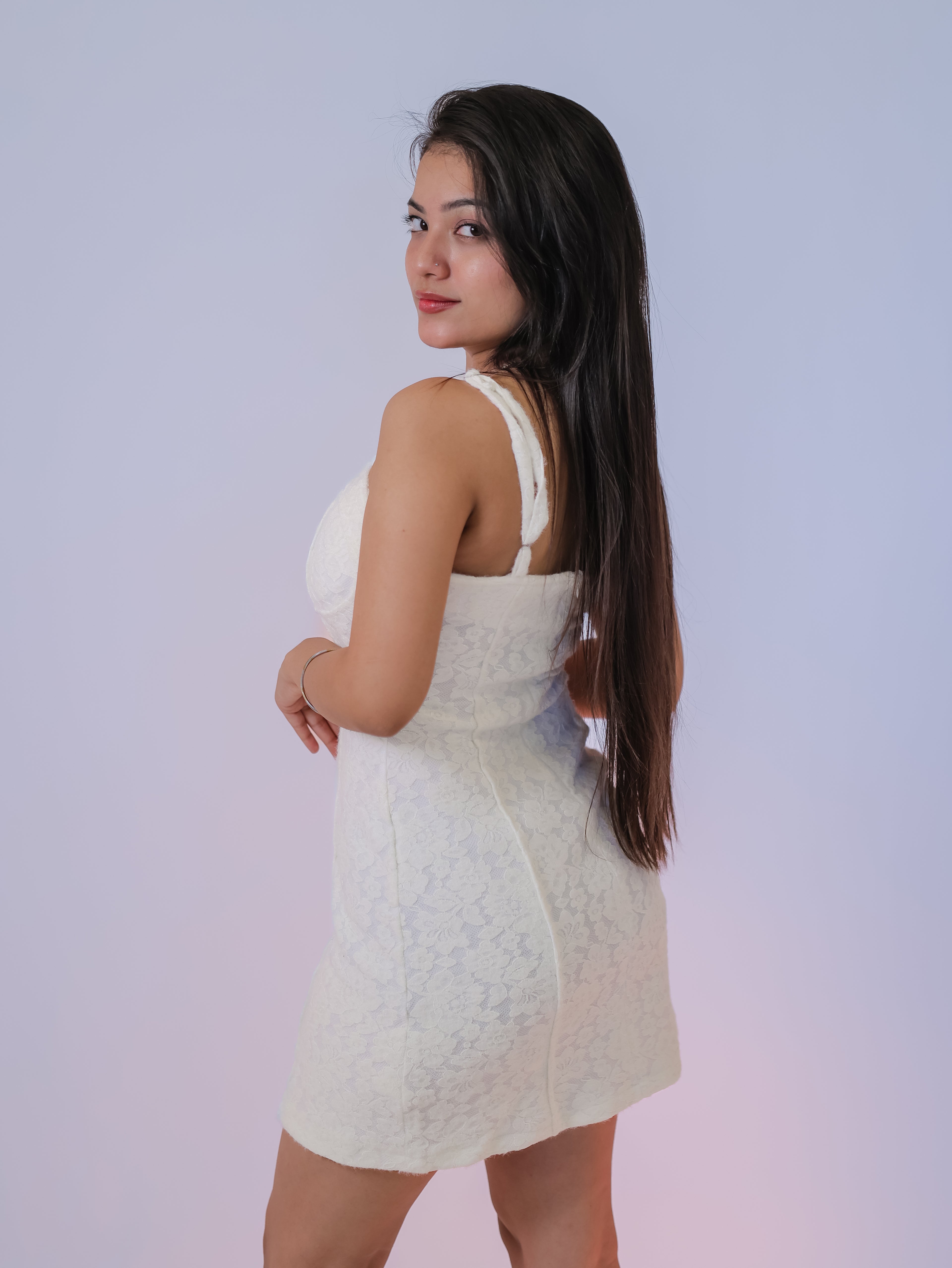 Ivory Whisper Lace Mini Dress