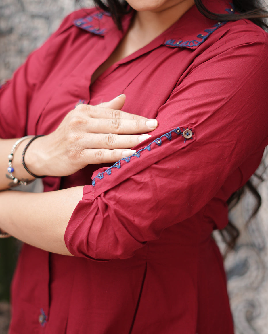 Crimson Classic Red Shirt Dress