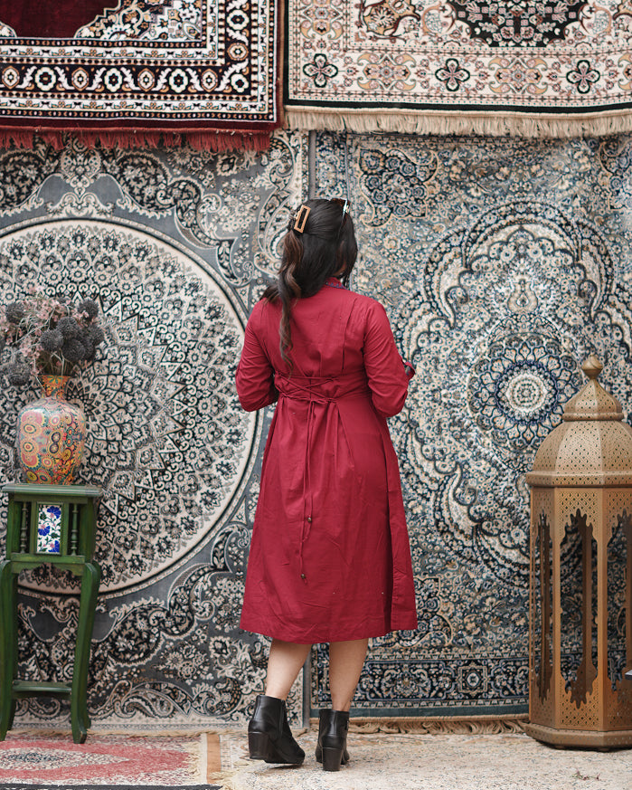 Crimson Classic Red Shirt Dress
