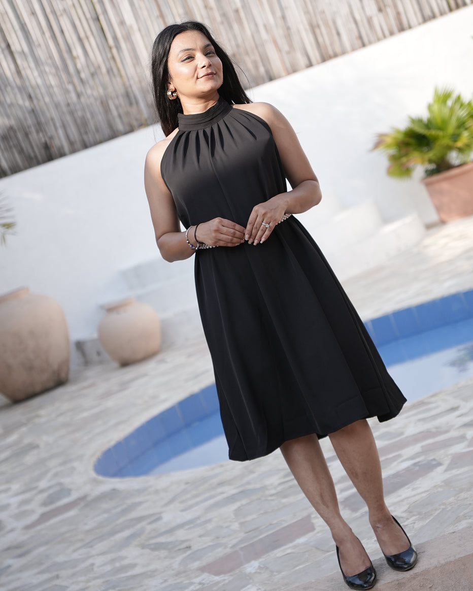 Midnight Grace Halter Dress
