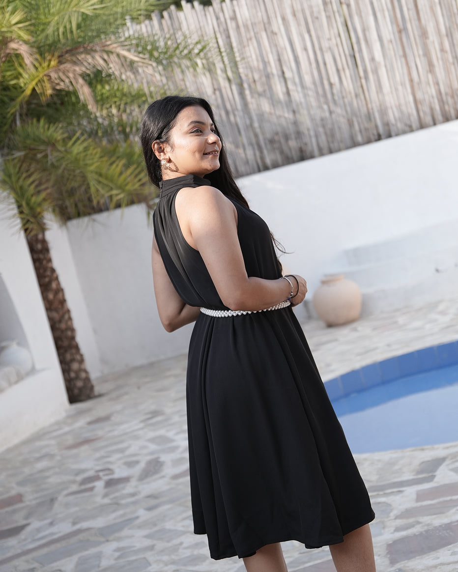 Midnight Grace Halter Dress