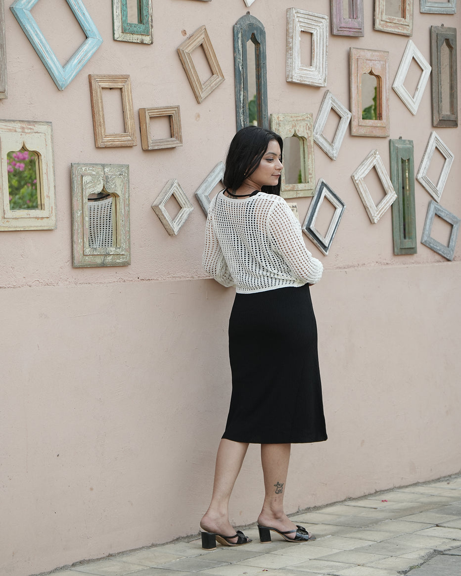 Midnight Layered Knit Midi Dress