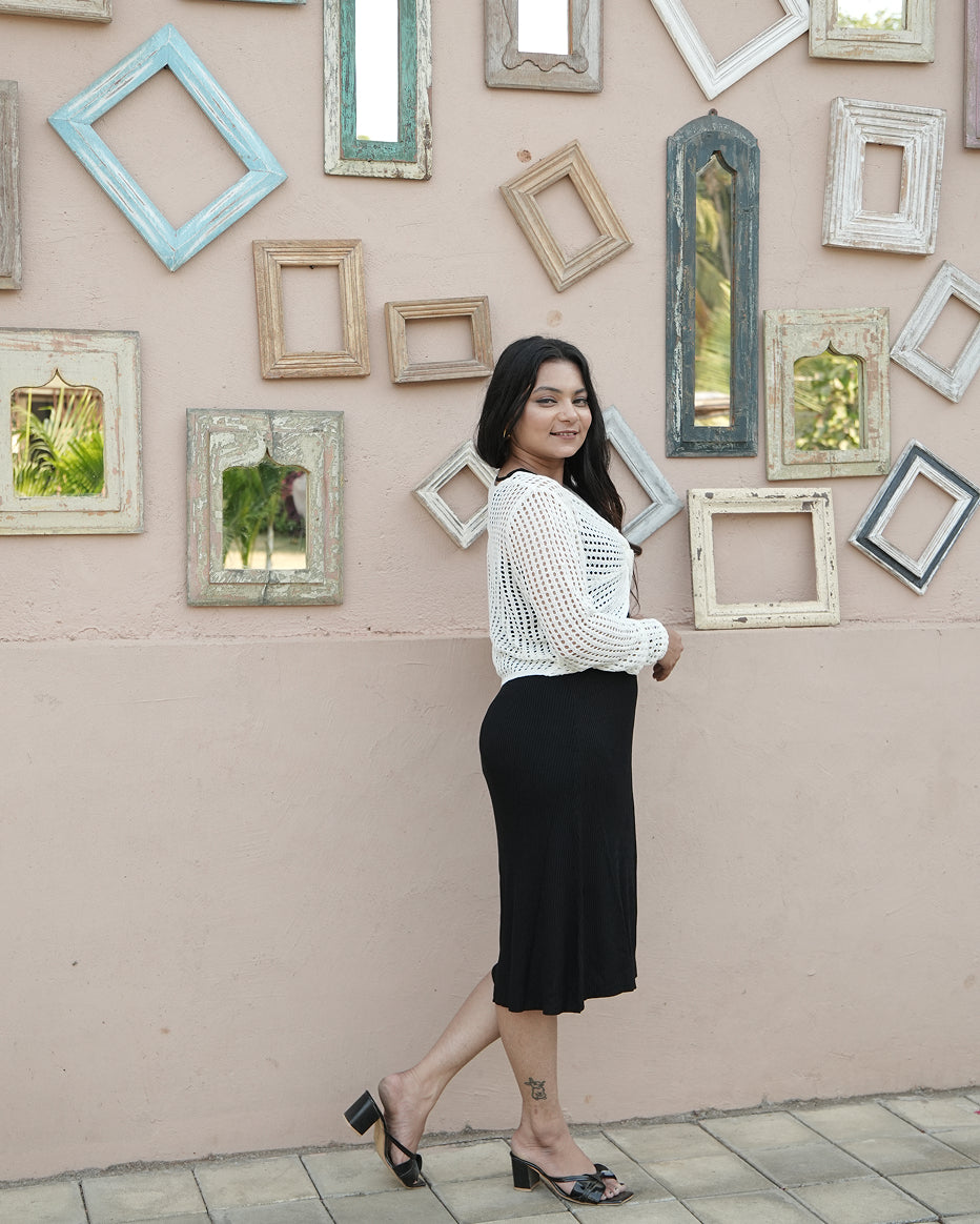 Midnight Layered Knit Midi Dress