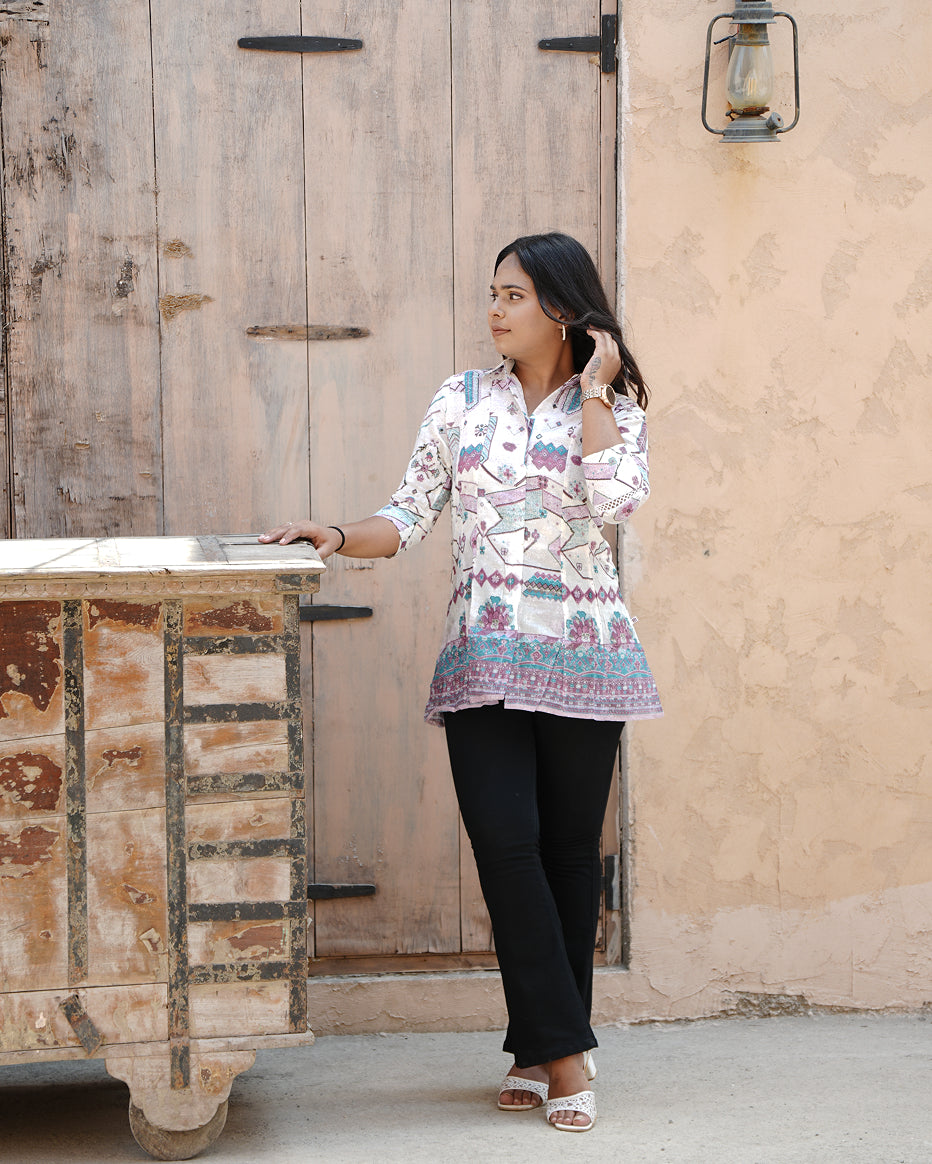 Pastel Aztec Printed Tunic Top