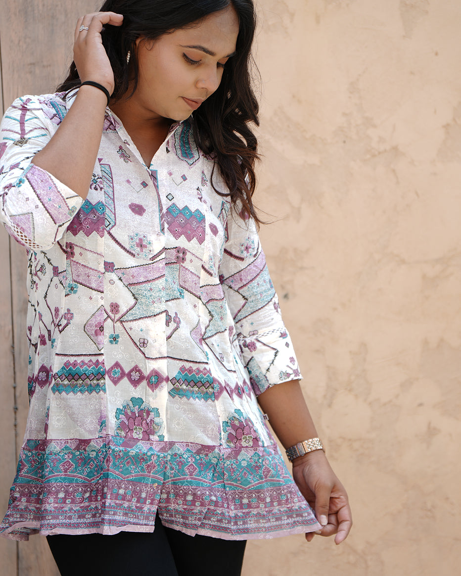 Pastel Aztec Printed Tunic Top