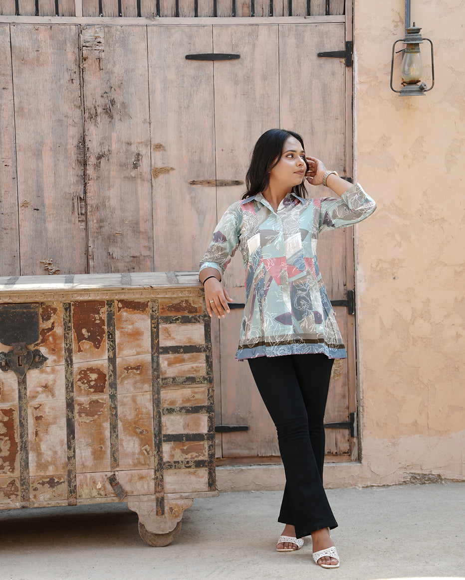 Pastel Muse Printed Tunic Top