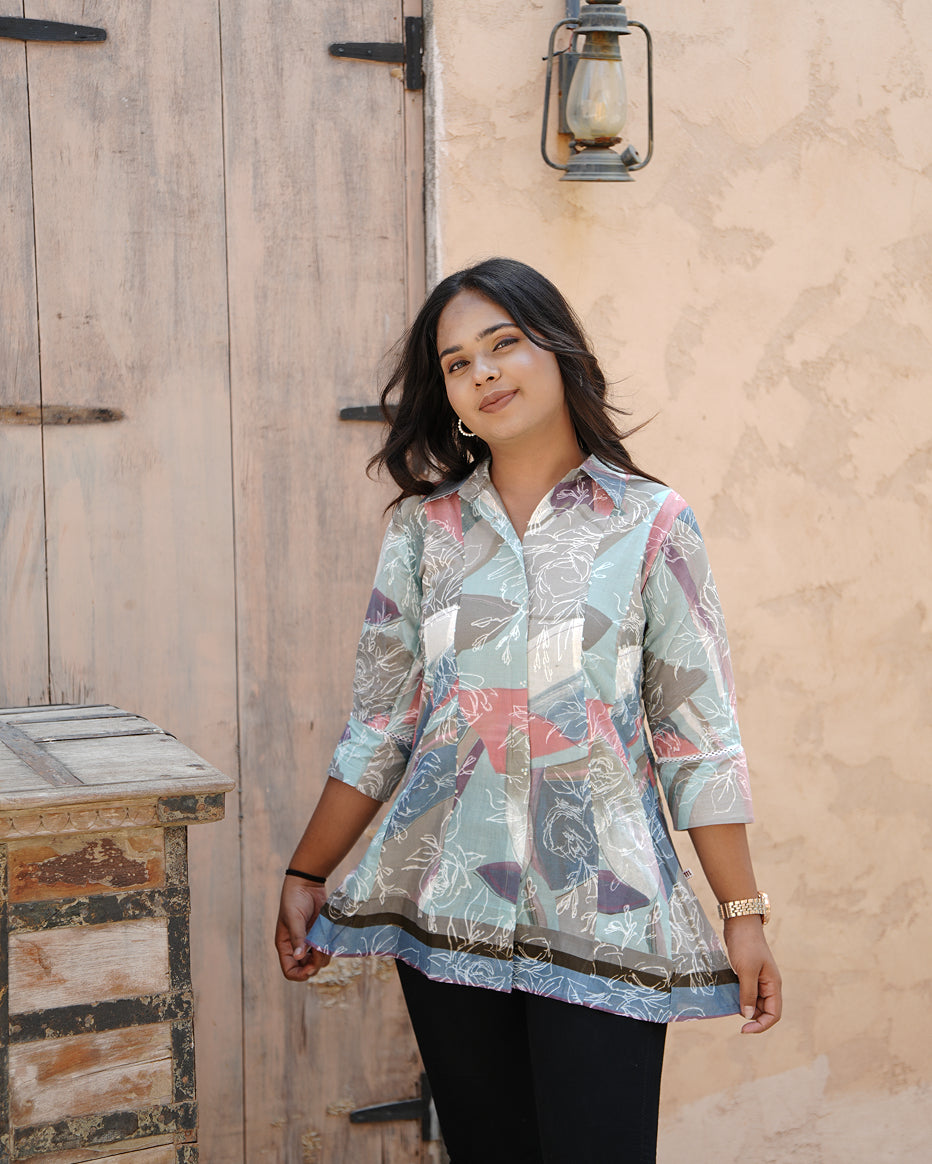 Pastel Muse Printed Tunic Top