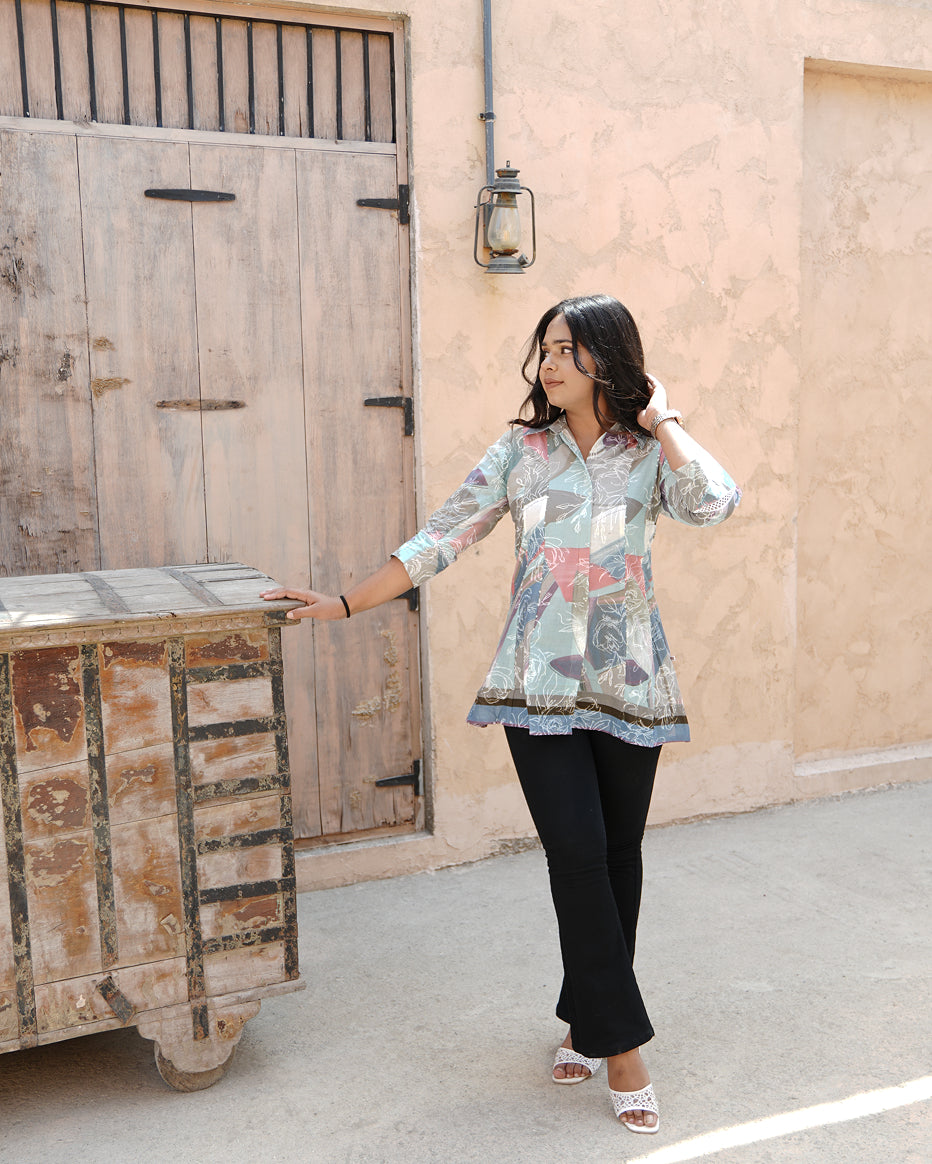 Pastel Muse Printed Tunic Top