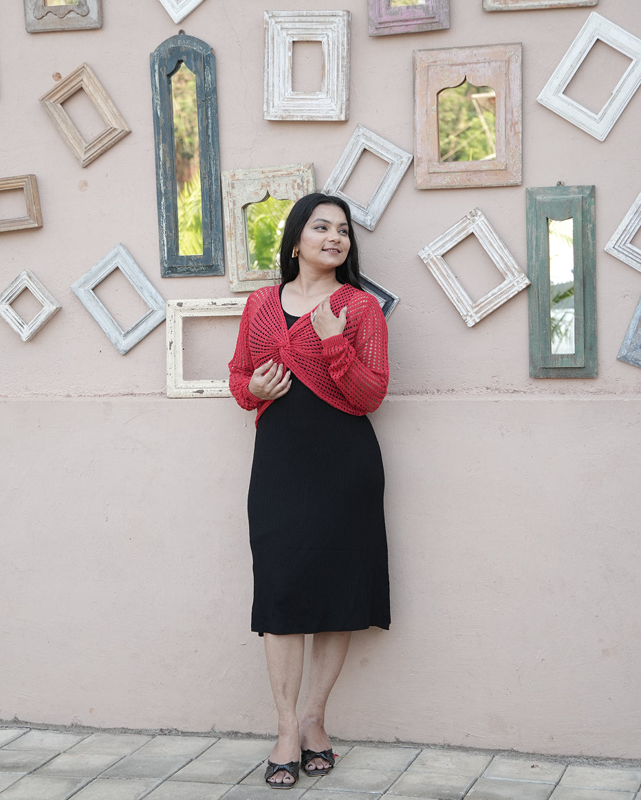 Scarlet Knot Overlay Midi Dress