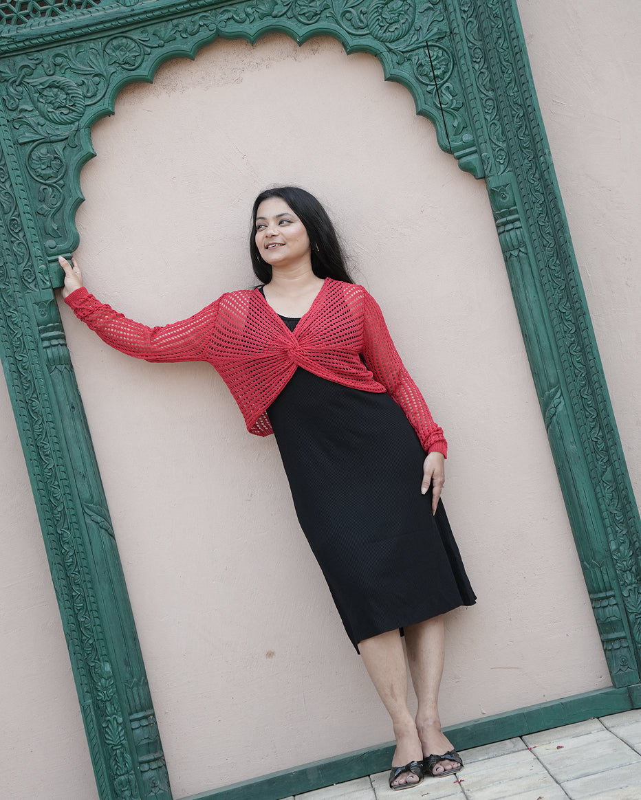 Scarlet Knot Overlay Midi Dress