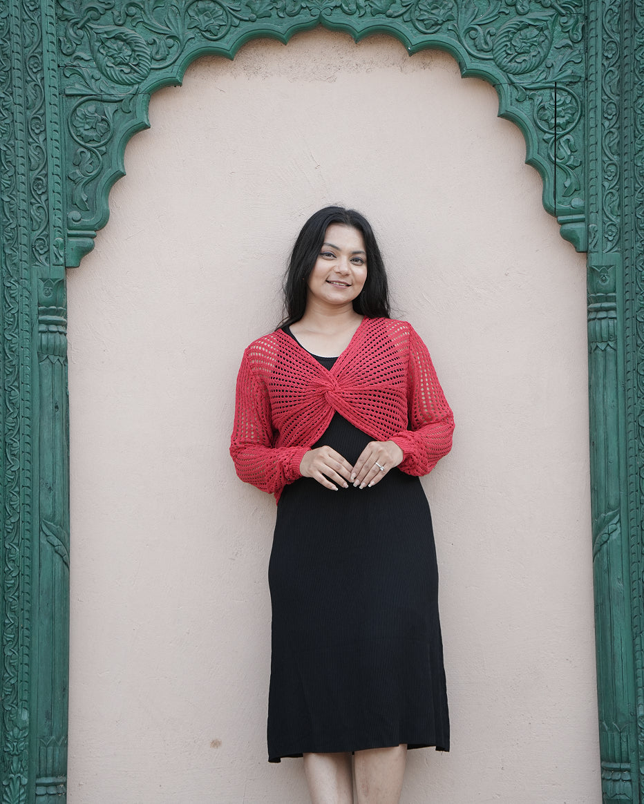Scarlet Knot Overlay Midi Dress