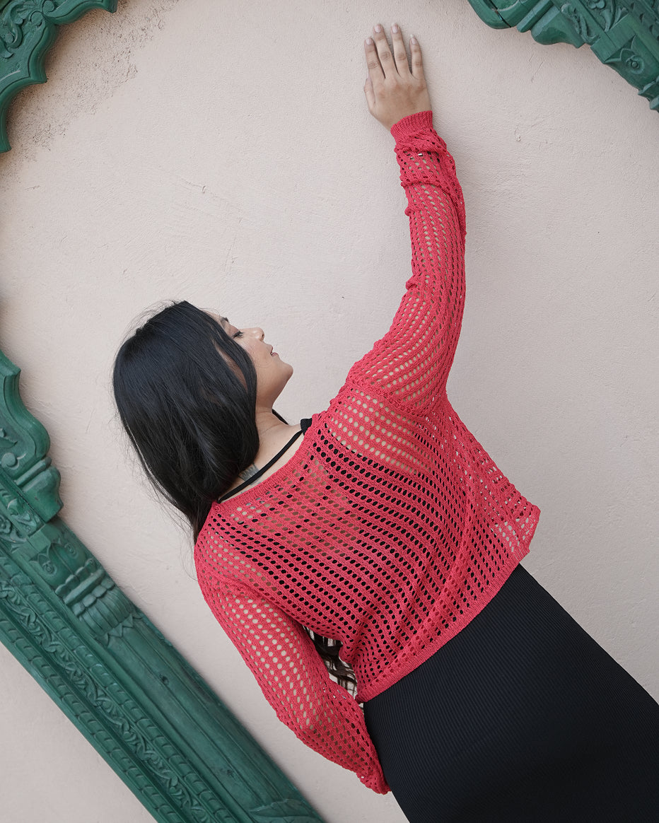Scarlet Knot Overlay Midi Dress