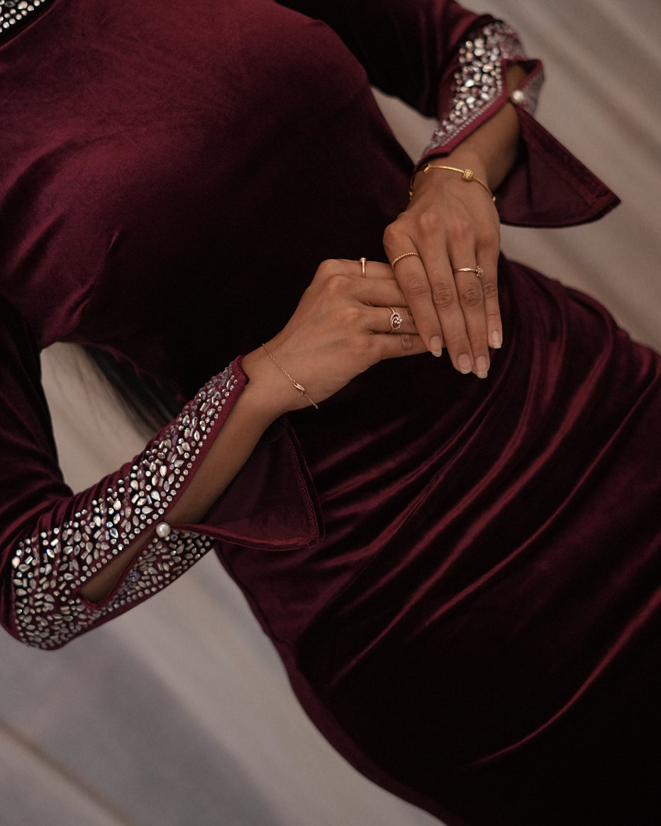 Velvet Noir Slit Gown