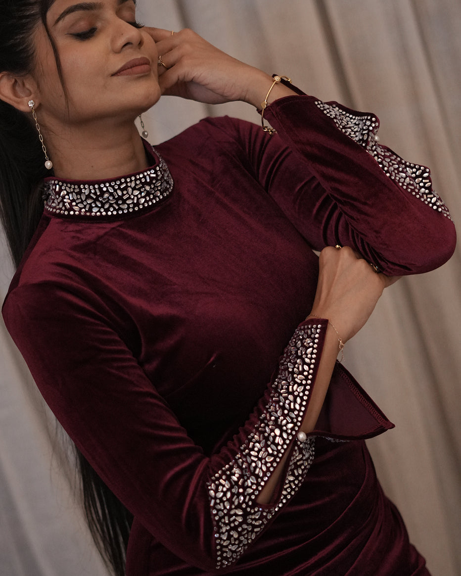 Velvet Noir Slit Gown